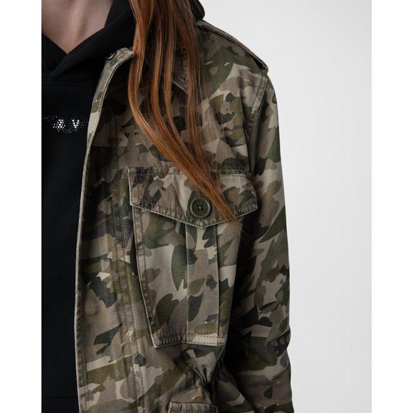 NEW ZADIG & VOLTAIRE krisa canvas camo jacket in grass - Picture 4 of 5